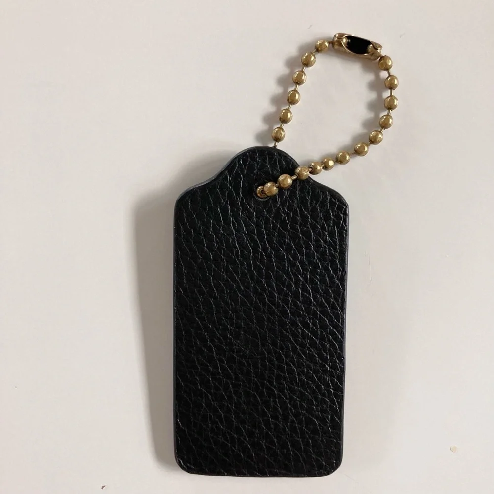 Coach Black Leather Tag Charm